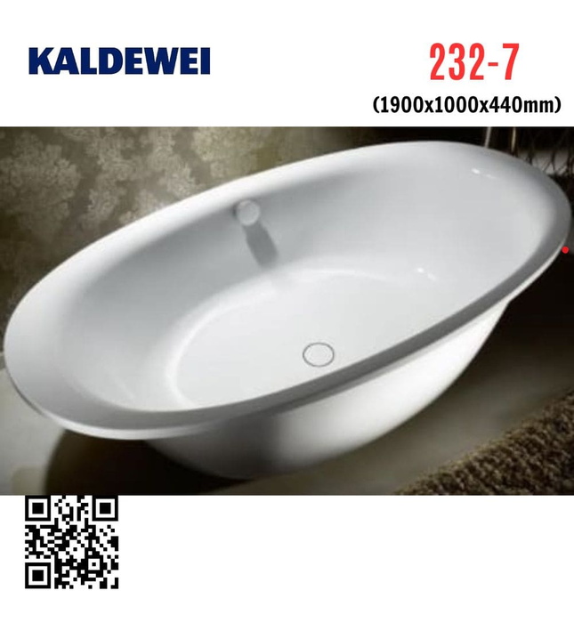 Bồn tắm xây 1.9m thép tráng men ELLIPSO DUO OVAL KALDEWEI 232-7