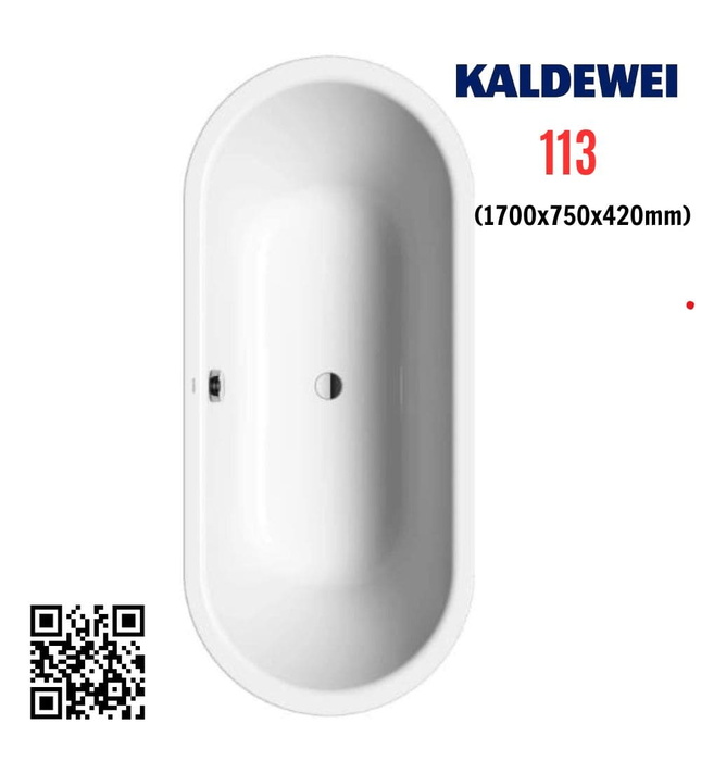 Bồn tắm xây 1.7m thép tráng men KALDEWEI CLASSIC DUO OVAL 113