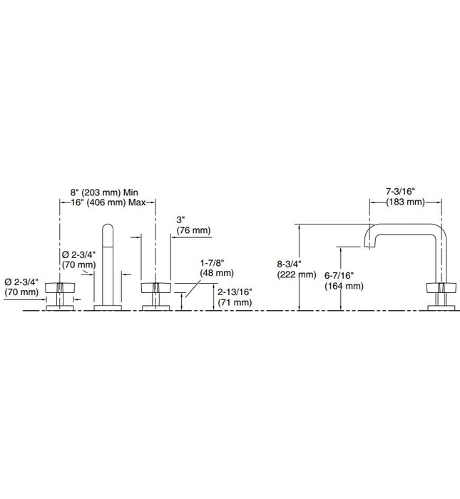 Vòi bồn tắm thân cao nóng lạnh đen Kallista P21802-CR-BL