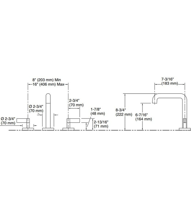 Vòi bồn tắm thân cao nóng lạnh Nickel Kallista P21802-LV-SN