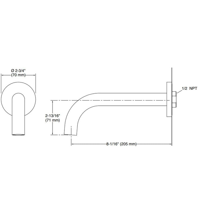 Vòi xả bồn tắm gắn tường xanh đen Kallista P21834-00-GN