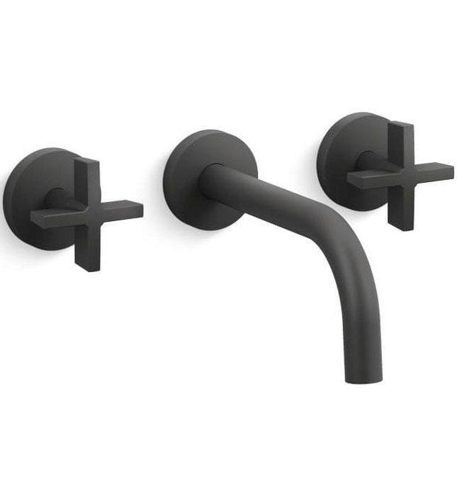 Vòi chậu rửa mặt 3 chân âm tường vàng Kallista P21803-CR-BAF