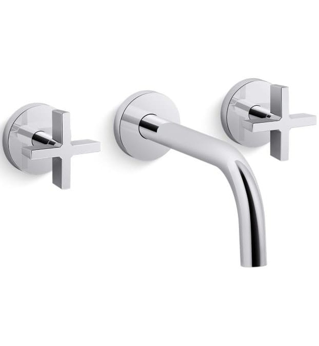 Vòi chậu rửa mặt 3 chân âm tường xanh đen Kallista P21803-CR-GN