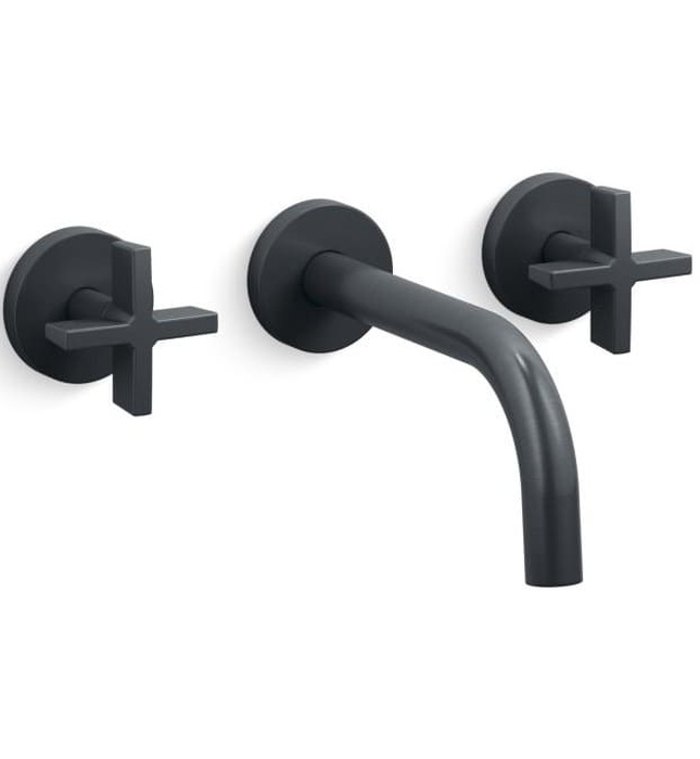 Vòi chậu rửa mặt 3 chân âm tường vàng Kallista P21803-CR-BAF