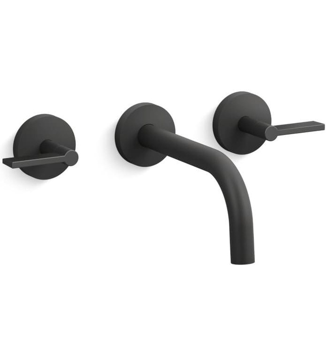 Vòi chậu rửa mặt 3 chân âm tường đen Kallista P21803-LV-BL