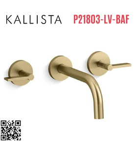 Vòi rửa mặt 3 chân âm tường vàng Kallista P21803-LV-BAF