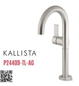 Vòi chậu rửa mặt nóng lạnh thân cao Nickel Kallista P24409-TL-AG