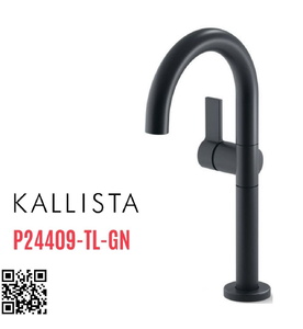 Vòi chậu rửa mặt nóng lạnh thân cao xanh đen Kallista P24409-TL-GN