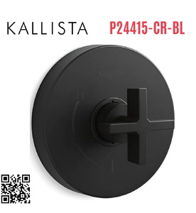 Mặt nạ điều khiển đơn sen tắm âm tường đen Kallista P24415-CR-BL