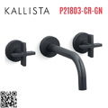Vòi chậu rửa mặt 3 chân âm tường xanh đen Kallista P21803-CR-GN