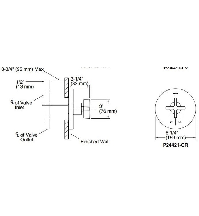 Mặt nạ điều chỉnh nhiệt độ sen tắm Chrome Kallista P24421-CR-CP