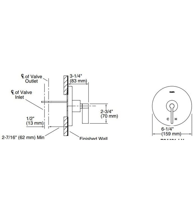 Mặt nạ điều chỉnh nhiệt độ sen tắm Chrome Kallista P24421-LV-CP