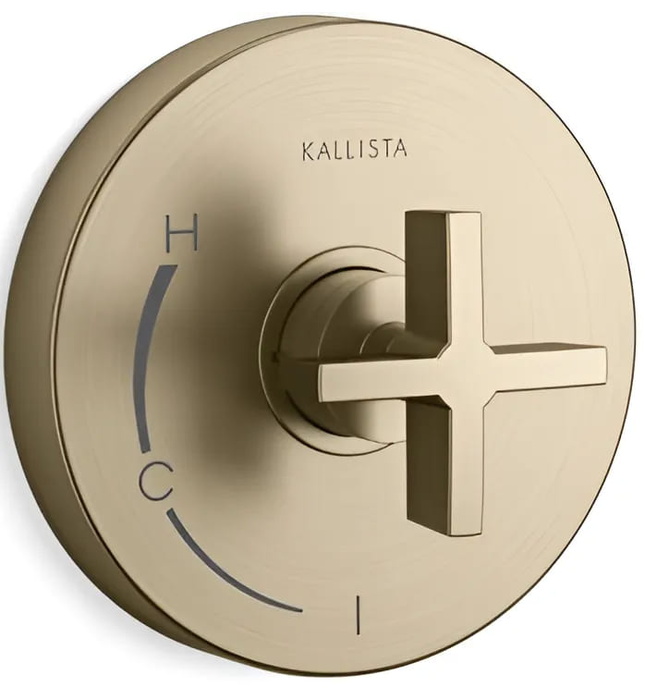Mặt nạ điều khiển đơn sen tắm âm tường vàng Kallista P24415-CR-BAF
