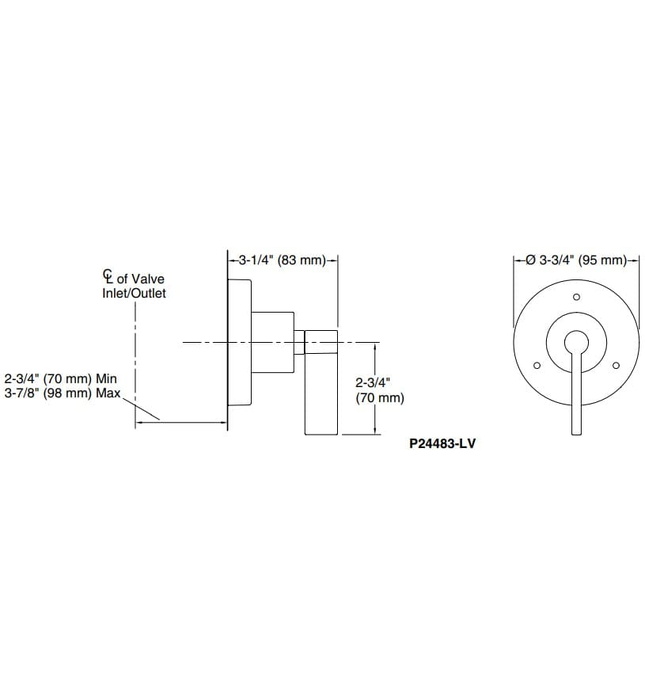 Mặt nạ chuyển đổi hướng dòng nước sen tắm Chrome Kallista P24483-LV-CP