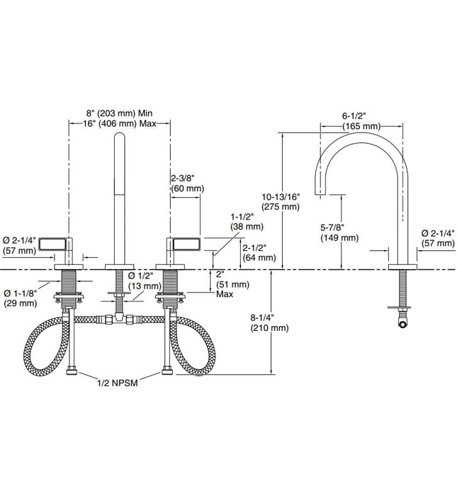 Vòi chậu rửa mặt 3 chân cổ ngỗng đen Kallista P24490-NM-BL