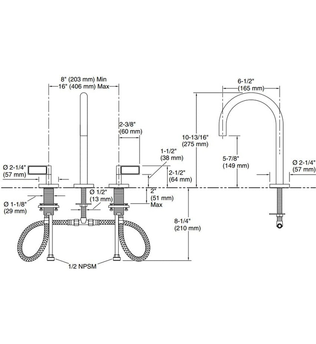 Vòi chậu rửa mặt 3 chân cổ ngỗng Nickel Kallista P24490-WC-SN