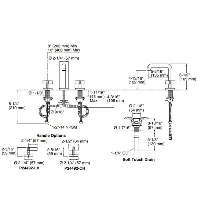 Vòi chậu rửa mặt 3 chân thân cao vàng Kallista P24492-LV-BAF