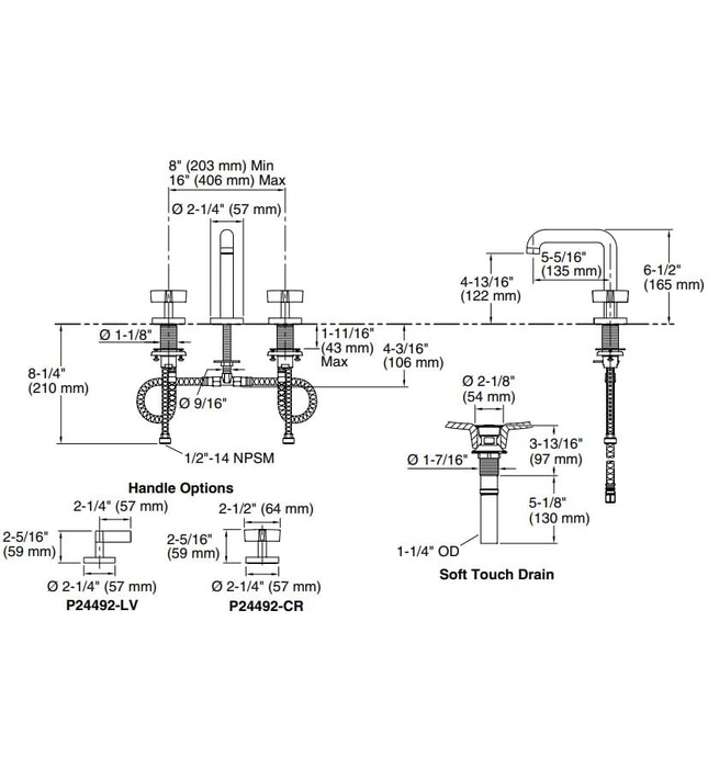 Vòi chậu rửa mặt 3 chân thân cao Chrome Kallista P24492-LV-CP
