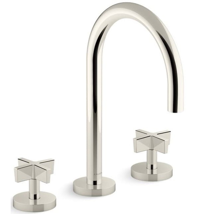 Vòi chậu rửa mặt 3 chân cổ ngỗng xanh đen Kallista P24490-CR-GN