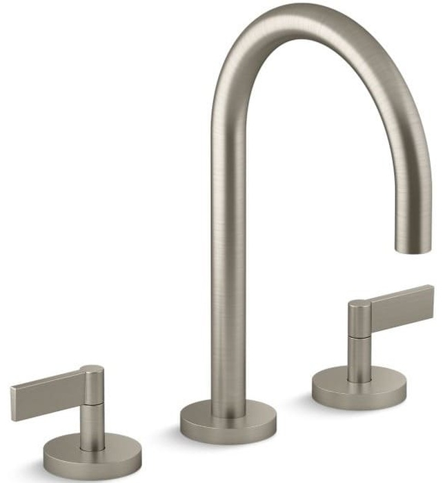 Vòi chậu rửa mặt 3 chân cổ ngỗng vàng Kallista P24490-LV-BAF