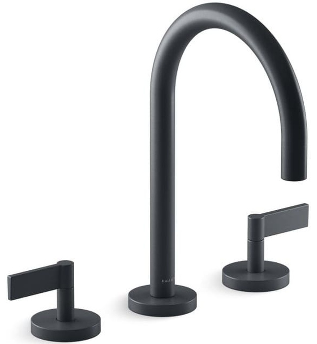 Vòi chậu rửa mặt 3 chân cổ ngỗng xanh đen Kallista P24490-LV-GN