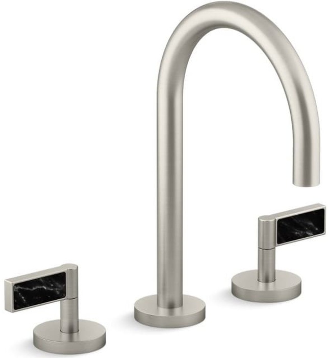 Vòi chậu rửa mặt 3 chân cổ ngỗng vàng Kallista P24490-NM-BAF