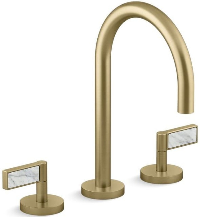 Vòi chậu rửa mặt 3 chân cổ ngỗng đen Kallista P24490-WC-BL