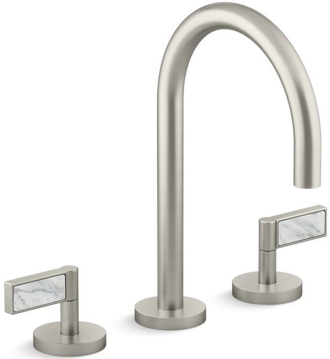 Vòi chậu rửa mặt 3 chân cổ ngỗng Nickel Kallista P24490-WC-BN