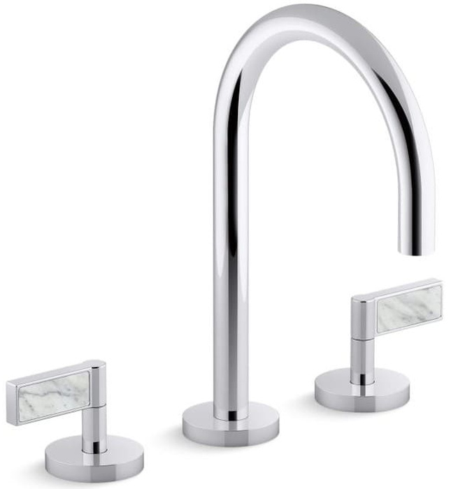 Vòi chậu rửa mặt 3 chân cổ ngỗng đen Kallista P24490-WC-BL