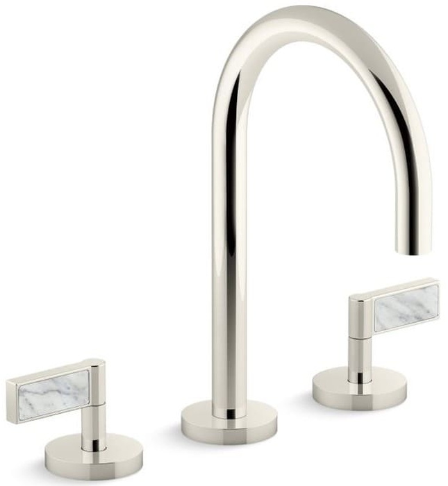 Vòi chậu rửa mặt 3 chân cổ ngỗng đen Kallista P24490-WC-BL