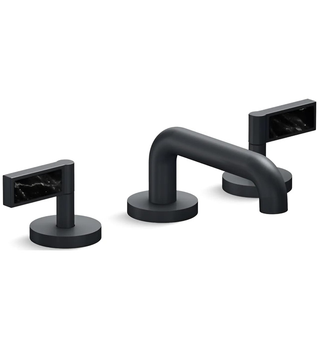 Vòi chậu rửa mặt 3 chân cổ thấp xanh đen Kallista P24491-NM-GN