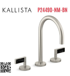 Vòi chậu rửa mặt 3 chân cổ ngỗng Nickel Kallista P24490-NM-BN