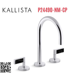 Vòi chậu rửa mặt 3 chân cổ ngỗng Chrome Kallista P24490-NM-CP