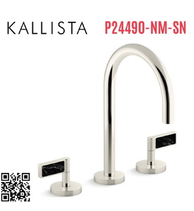 Vòi chậu rửa mặt 3 chân cổ ngỗng Nickel Kallista P24490-NM-SN