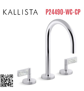 Vòi chậu rửa mặt 3 chân cổ ngỗng Chrome Kallista P24490-WC-CP