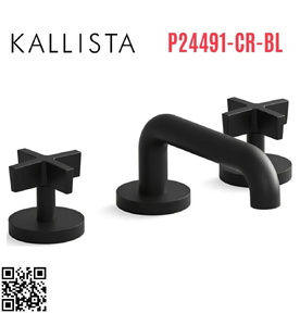Vòi chậu rửa mặt 3 chân cổ thấp đen Kallista P24491-CR-BL