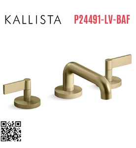Vòi chậu rửa 3 chân cổ thấp vàng Kallista P24491-LV-BAF
