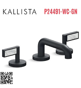 Vòi chậu rửa mặt 3 chân cổ thấp xanh đen Kallista P24491-WC-GN