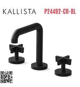 Vòi chậu rửa 3 chân thân cao đen Kallista P24492-CR-BL