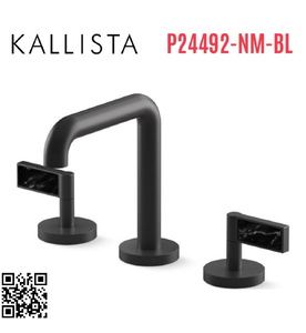 Vòi chậu rửa mặt 3 chân thân cao đen Kallista P24492-NM-BL
