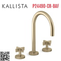 Vòi chậu rửa mặt 3 chân cổ ngỗng vàng Kallista P24490-CR-BAF