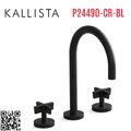 Vòi chậu rửa mặt 3 chân cổ ngỗng đen Kallista P24490-CR-BL