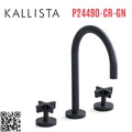 Vòi chậu rửa mặt 3 chân cổ ngỗng xanh đen Kallista P24490-CR-GN