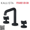 Vòi chậu rửa mặt 3 chân thân cao xanh đen Kallista P24492-CR-GN