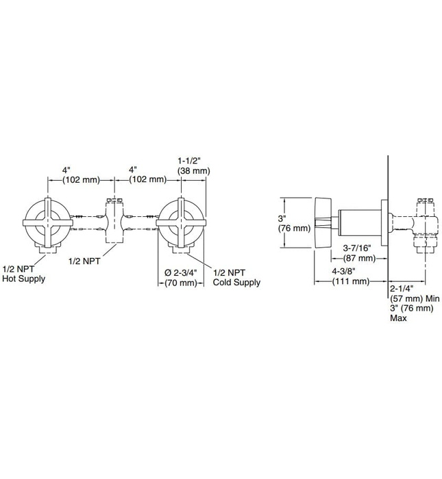 Tay cầm vòi bồn tắm âm tường màu Nickel Kallista P24508-CR-SN