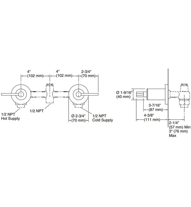 Tay cầm vòi bồn tắm âm tường màu Nickel Kallista P24508-LV-BN