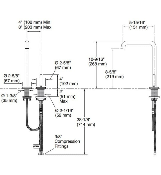 Vòi chậu rửa bát lạnh màu xanh đen Kallista P25205-00-GN