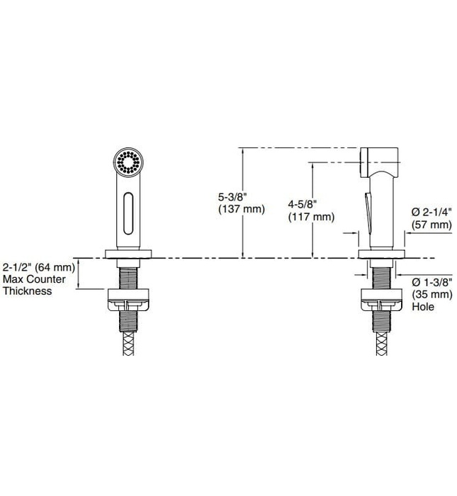 Vòi xịt chậu rửa bát 1 chức năng Nickel Kallista P25210-00-AD
