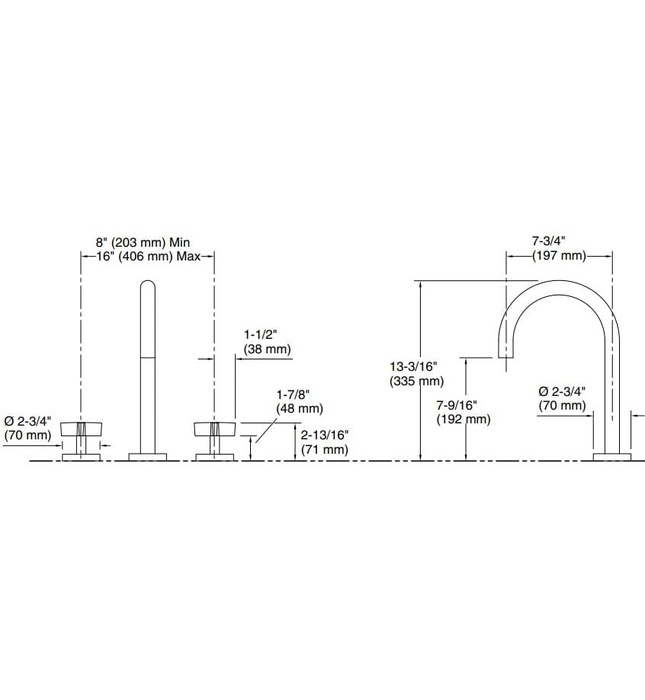 Vòi bồn tắm 3 chân cổ ngỗng Chrome Kallista P25520-CR-CP