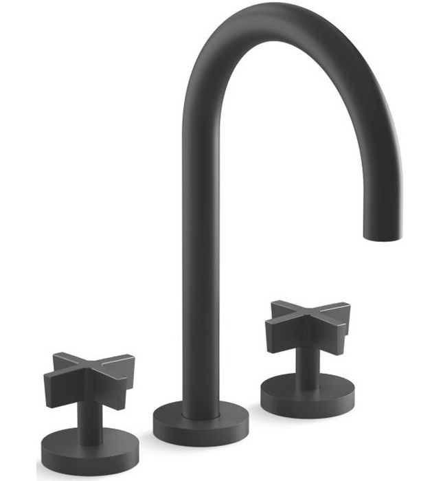 Vòi bồn tắm 3 chân cổ ngỗng đen Kallista P25520-CR-BL